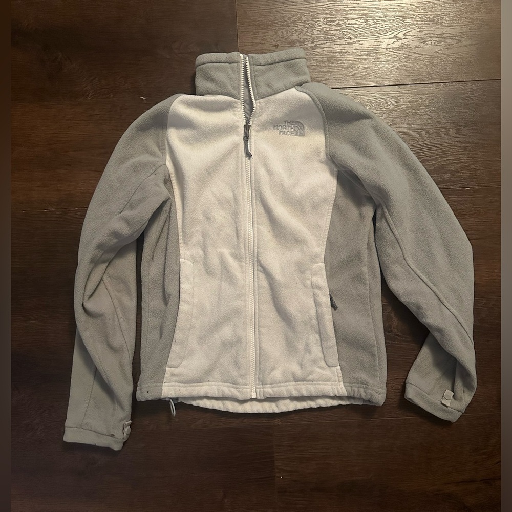 The North Face Gray and White Bomber Jacket